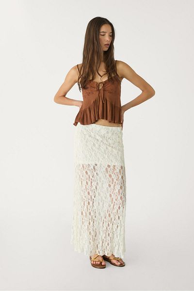 Stradivarius Midi lace skirt with pleats