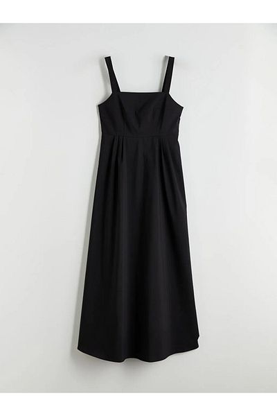 LC Waikiki Lcw Vision Black Square Neck Poplin Dress