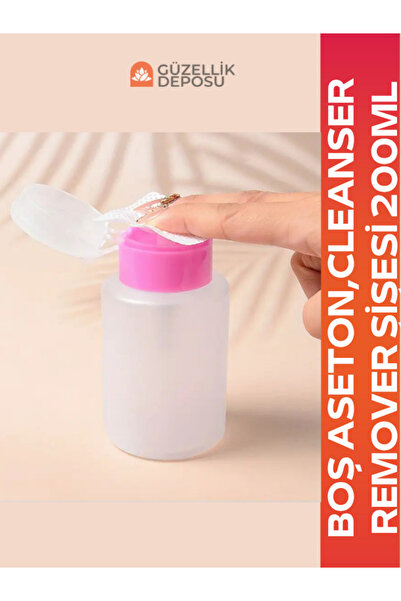Güzellik Deposu Boş Aseton Pompası ,tırnak Cleanser,tırnak Remover Şişesi 200 ml