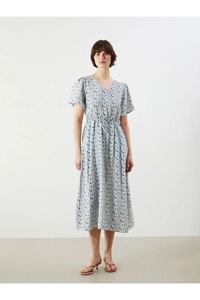 LC Waikiki Lcwaikiki classic green v-neck floral dress