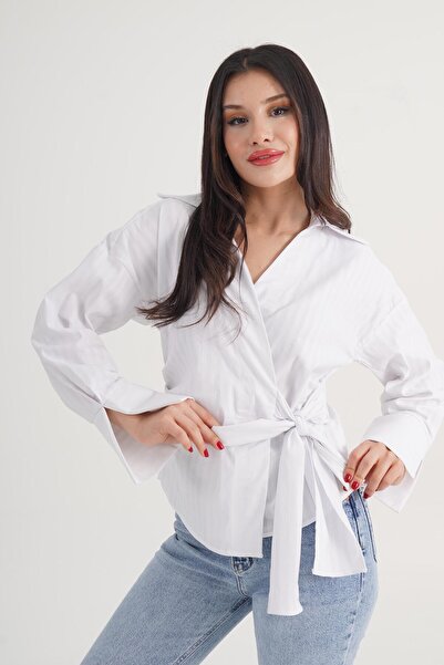 Hipo Trend Thick Line Side Binding Regular Fit Ecru Shirt