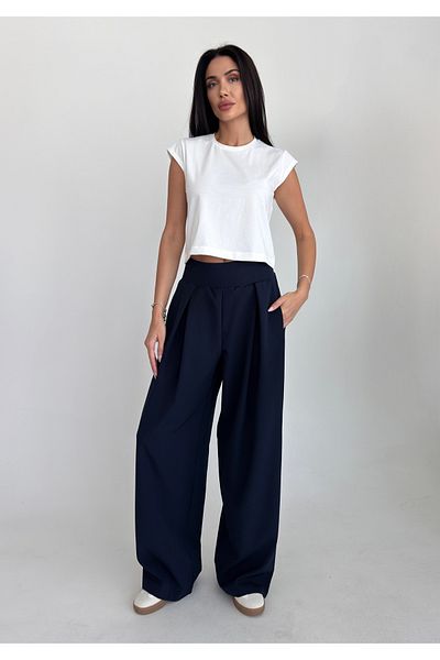 bilcee Women's Navy Blue Design Palazzo Loose Trousers 4592