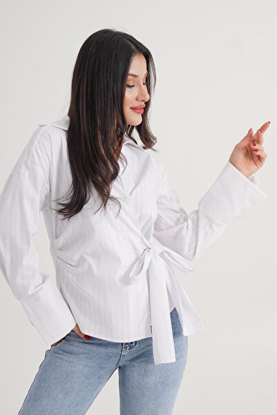 Hipo Trend Thick Line Side Binding Regular Fit Ecru Shirt