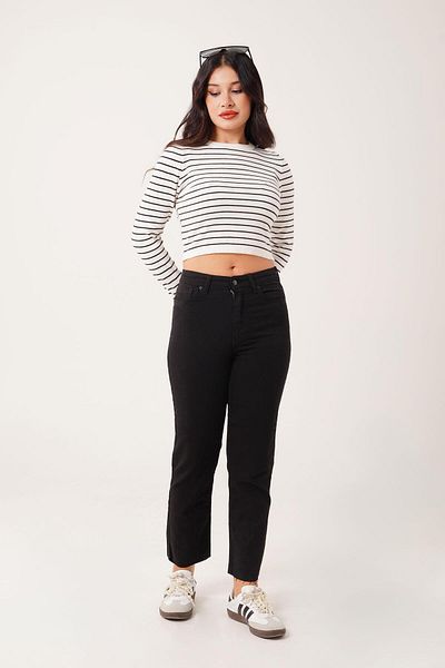 Hipo Trend Seamless Leg Black Mom Jean