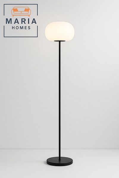 MARIA HOMES Modern Floor Lamp with Ribbed Oval Shade