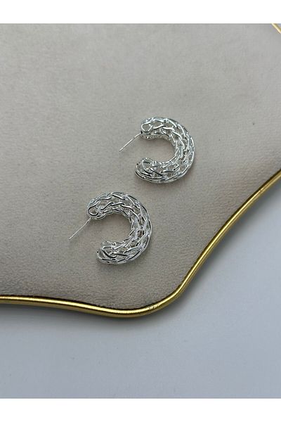 MyladyAccessoriess Chain Detail Hoop Earrings (Steel) Gold