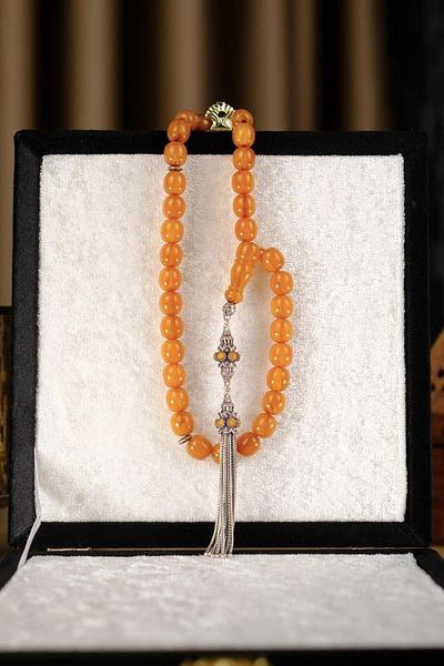 dergah tesbih Old Method Legendary Dough Squeeze Amber Silver Design Rosary