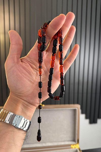 dergah tesbih Master Erkan Rod System Design Capsule Cut Desert Red Crimping Amber Prayer Beads