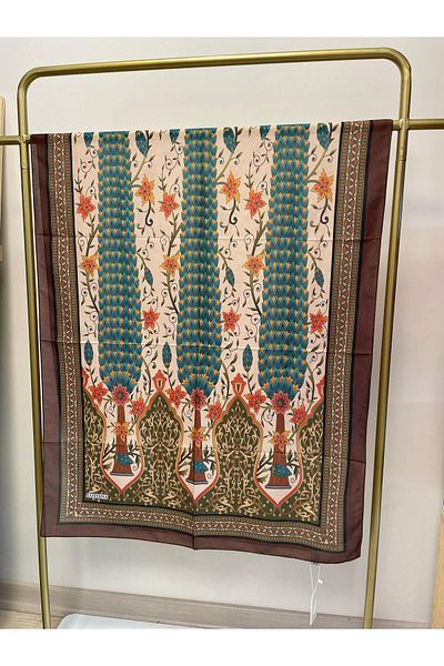 MENESSA Cotton Voile Garden Pattern Shawl