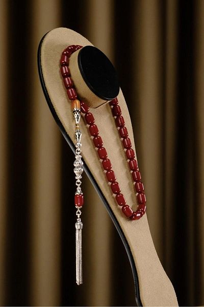 dergah tesbih Silver Master Handcrafted Nakkaş İmame Design Original Crimping Amber Prayer Beads