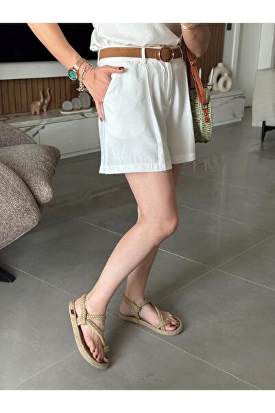 X-Young شورت مطوي بتفاصيل جيب ECRU