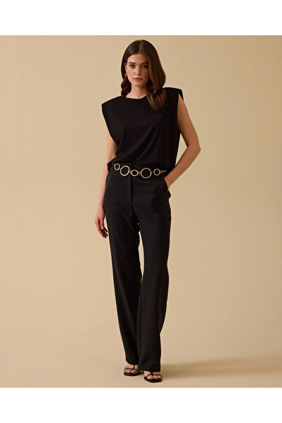 SEÇİL Wide Leg Linen Look Trousers