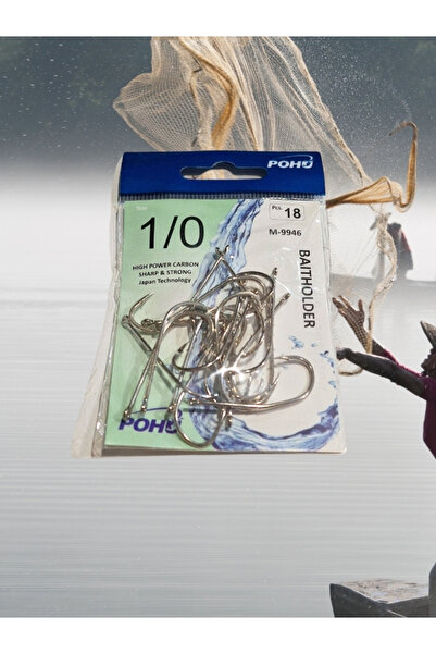 POHU Uzun Pa.la Delikli Sap 1/0 Numara 18'li Paket Beyaz M-9946 Baitholder Olta Iğnesi