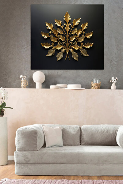 Home Altın Yaprak Işıltısı – Modern Salon Tablosu