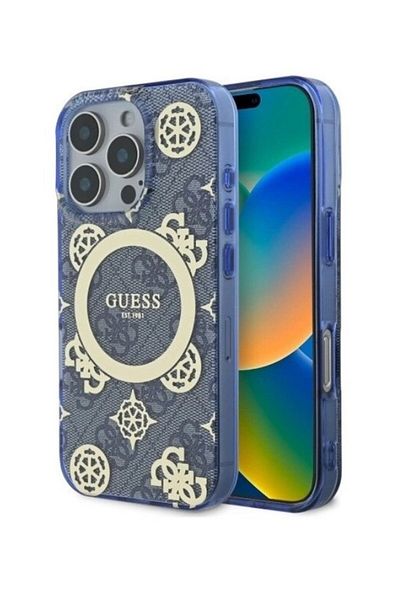 Guess Guess iPhone 16 Pro Max Clear Blue Case - Premium Design with MagSafe Wireless Charging