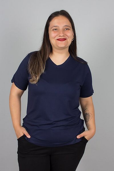 Truva XXL Navy Blue V-Neck Lycra Viscose T-Shirt – Comfortable, Stylish and Breathable Fabric