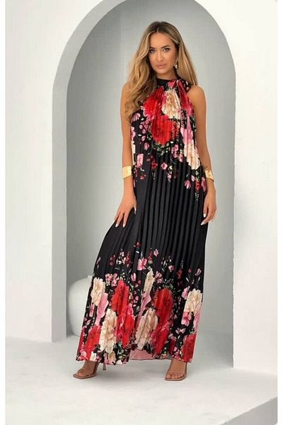 Kashaya Women's Pleated Model Satin Fabric Design Dress