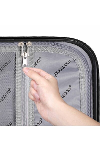 monzana Set 4 Trolere ABS dur, roz metalizat,, M, L, XL +geanta cosmetice,