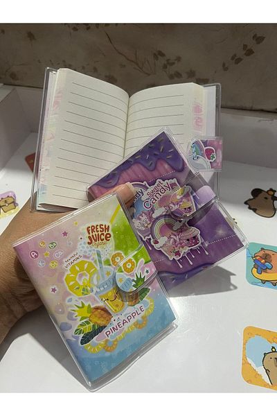 demirosa 3 Cute Ice Cream & Drink Mini Notebooks – for School and Daily Use