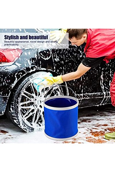 Generic Folding Bucket 9L Blue – Portable Collapsible Water Container with Handle for Camping