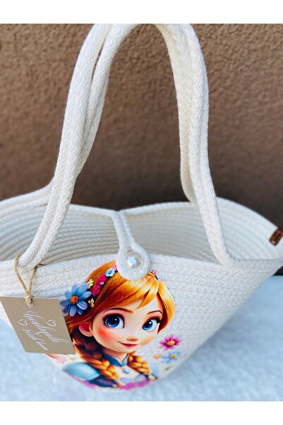 ELÇİÇEK HOME Ψάθινη τσάντα, τσάντα με στάμπα, τσάντα παραλίας