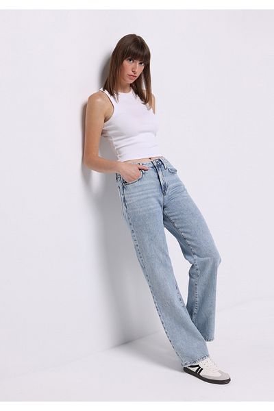 Colin's Pantaloni de damă Indigo Jean cu talie mijlocie, cu picioare drepte