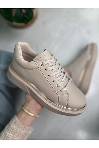 Nstil Pantofi sport de zi cu zi pentru femei, bej, cu șireturi, ușoare, groase, cu talpă înaltă, pantofi de mers 2135