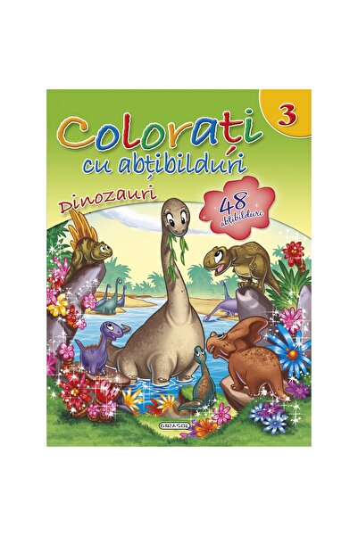 Editura Girasol Colorati cu abtibilduri 3 - Dinozauri