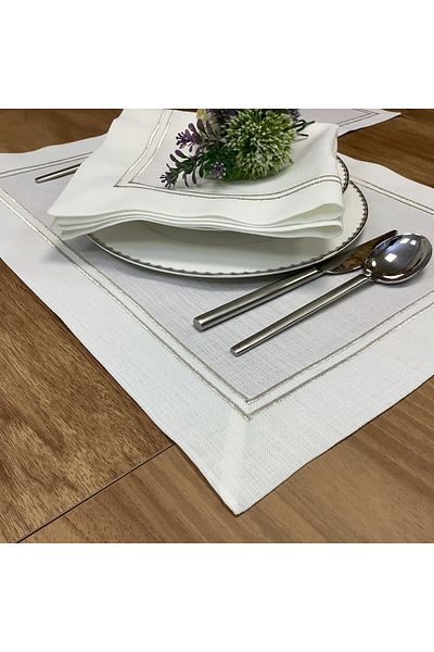 OYA home Silver Double Pico Detailed American Service (8) & Napkin (8) and & Coaster (8) Set