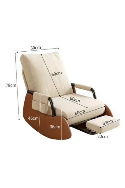 Old_Feller Modern rocking chair with footrest, side pockets & adjustable high back. For balcony, living room