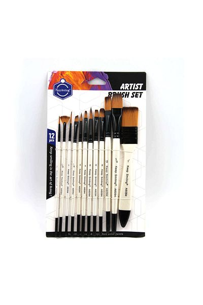 Art Tone Keep Smiling Professional Synthetic Brush Set 12Pcs Suitable for Oil Acrylic Gouache Watercolor A6094B