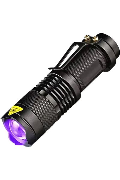 OEM Powerful UV Flashlight 395nm with Adjustable Light Focus, Black Metal Casing