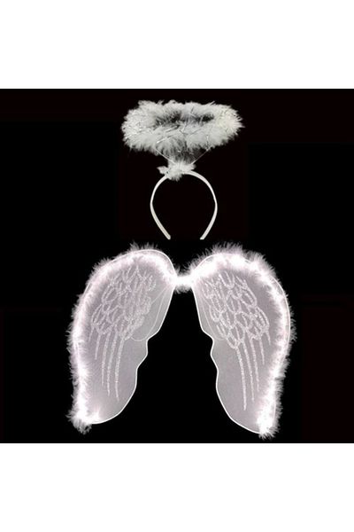 Lenaca White Otrishi Lace Tulle Fairy Wing and Fairy Crown Set 45X40 cm