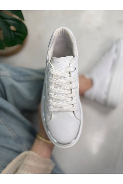 Nstil Pantofi sport albi pentru femei de zi cu zi, pantofi de mers cu talpă înaltă, ușoare, groase, 2135