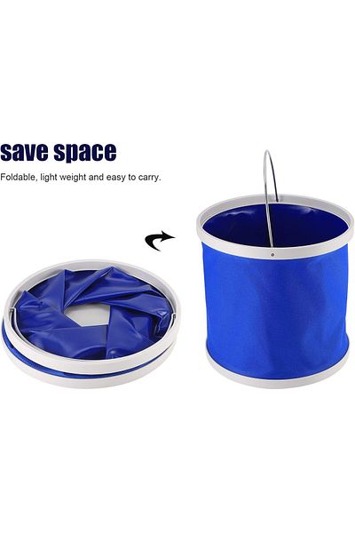 Generic Folding Bucket 9L Blue – Portable Collapsible Water Container with Handle for Camping
