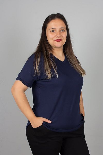 Truva XXL Navy Blue V-Neck Lycra Viscose T-Shirt – Comfortable, Stylish and Breathable Fabric