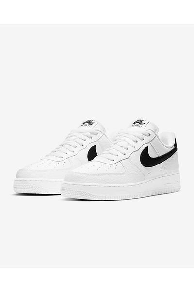 Nike Air Force 1 '07 White Black Pebbled Leather 44 44 Eu