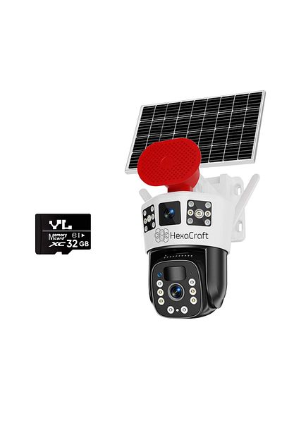 HexaCraft Surveillance camera, HexaEye, with triple view, Indoor/Outdoor, 12000mAh solar panel