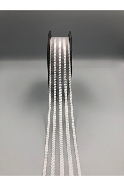 DUCK HOBY Panglică din șifon cu dungi de 5 metri, 2,5 cm, alb, împachetare, o...