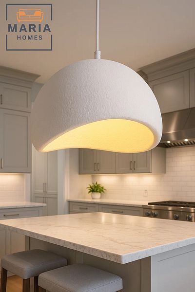 MARIA HOMES Textured White Dome Pendant Light