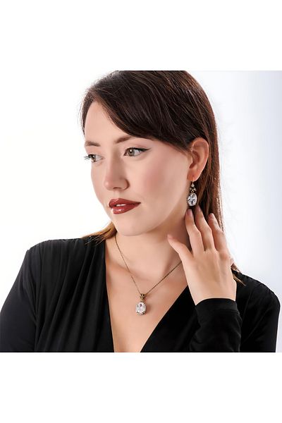 Atelier LEO Handmade Jewellery مجموعة كوسم سلطان من النحاس المصنوعة يدويًا من حجر الزركون لا تسبب تصبغ مجموعة مجوهرات نسائية