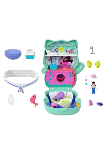 mattel Polly Pocket Sail Kitty Playset in Cat Shape