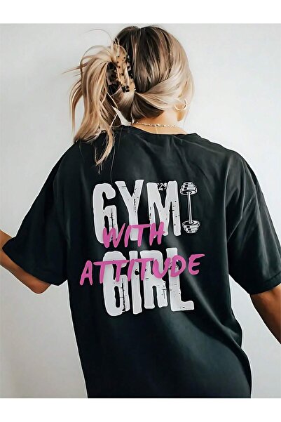 Kadın GYM GIRL Baskılı Yuvarlak Yaka T-shirt