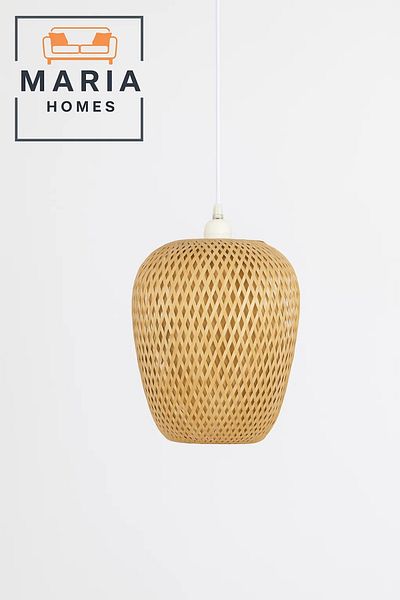 MARIA HOMES Handwoven Tall Rattan Pendant Light