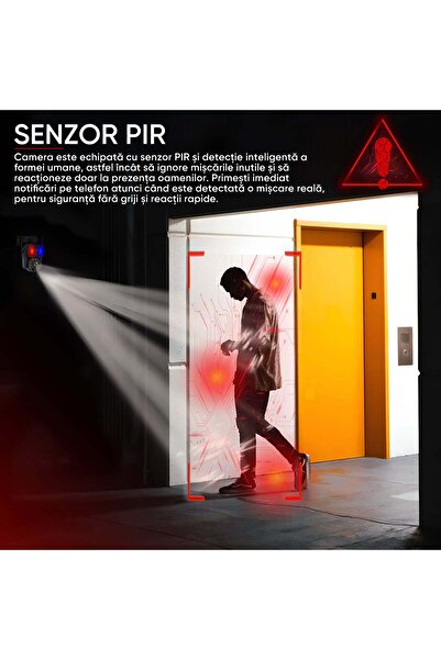 HexaCraft Cameră solară duală 3MP 4G, zoom 50x, detectare umană prin inteligență artificială, distanță de 150 m pe timp de noapte, fără WiFi, IP66