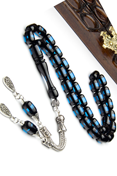 EHİNOS سبحة رجالية من البودرة الزمردية الزرقاء ذات القطع الكبسولية