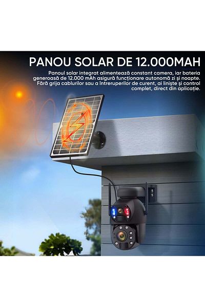 HexaCraft 4G Solar Cam, Dual 3MP, 50x Zoom, AI, Night Vision 150m, 20000mAh, No WiFi, IP66