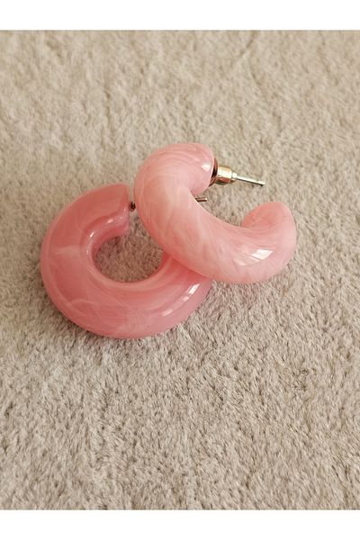 SiestaAccessories Pink Color Acrylic Hoop Earrings