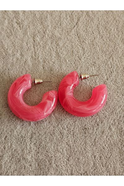 SiestaAccessories Dark Pink Color Acrylic Hoop Earrings