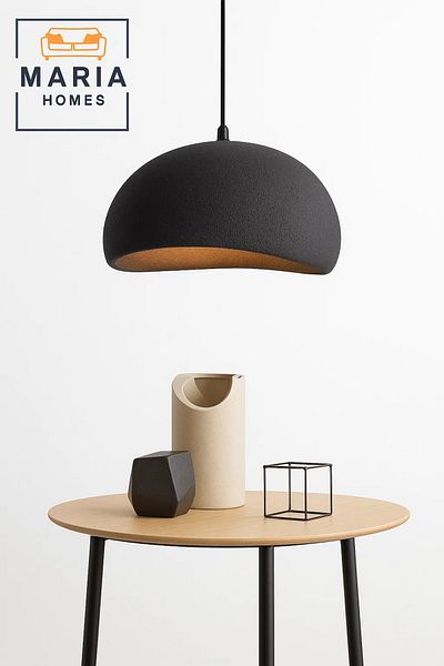 MARIA HOMES Curved Matte Black Dome Pendant Light